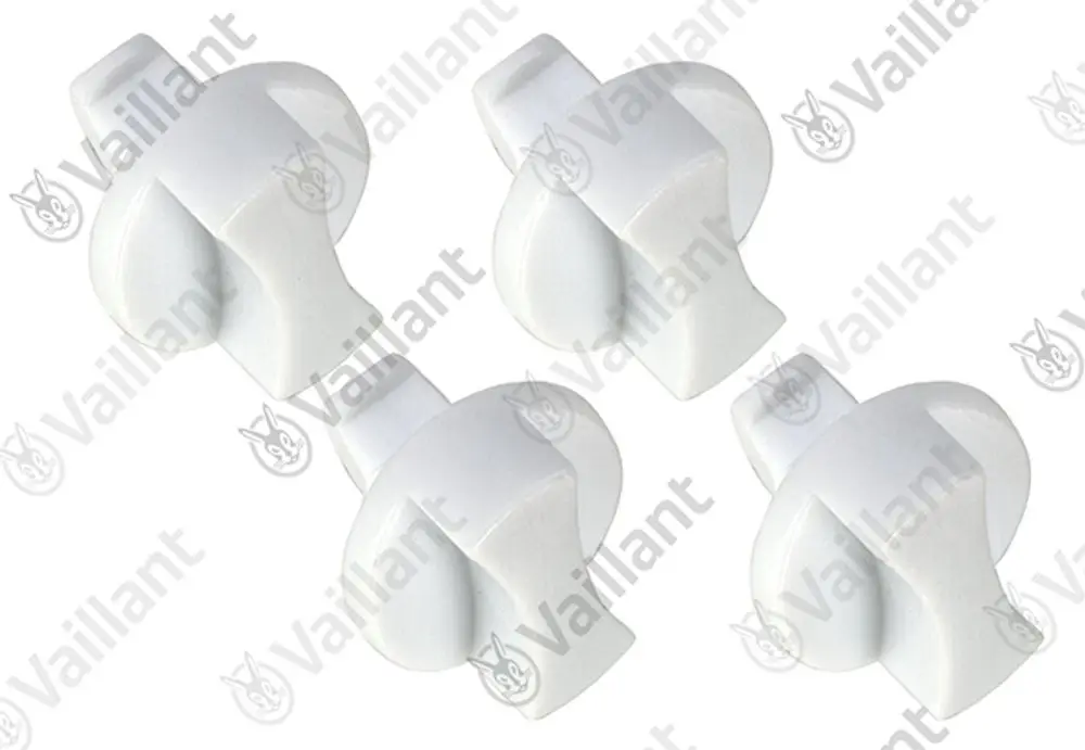 Vaillant Clips in Weiß, Set aus vier Stück, mit halbrunder Form und seitlichen Befestigungselementen.